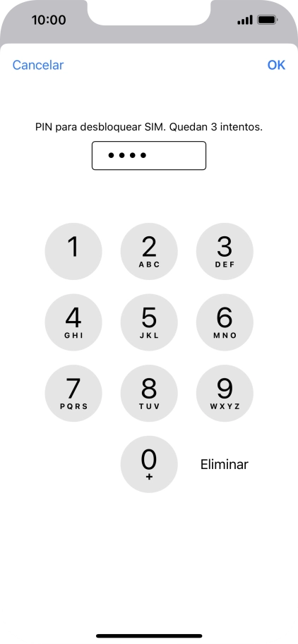 Introduce tu código PIN y pulsa OK.