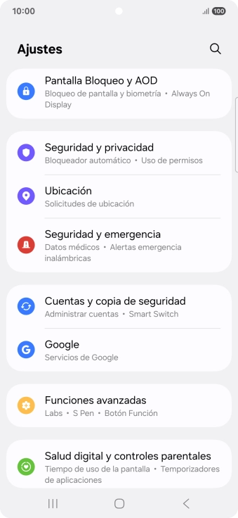 Pulsa Cuentas y copia de seguridad.