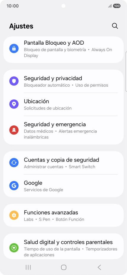 Pulsa Cuentas y copia de seguridad.