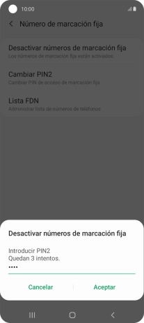 Introduce el código PIN2 y pulsa Aceptar.