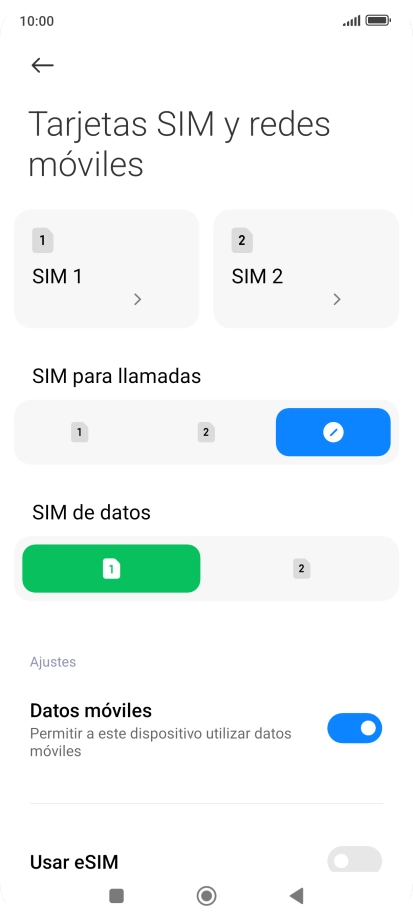 Pulsa el nombre de la otra tarjeta SIM. Pulsa el nombre de la otra tarjeta SIM.