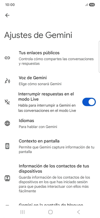 Sigue las indicaciones de la pantalla para seleccionar los ajustes deseados.
