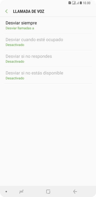 Pulsa el tipo de desvío deseado.