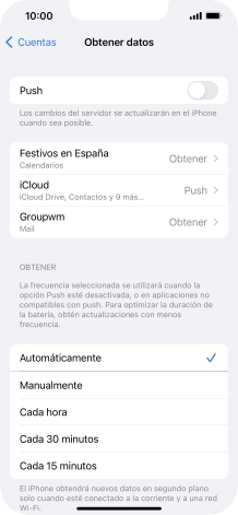 Si desactivas la función, pulsa el ajuste deseado.