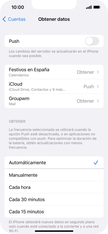 Si desactivas la función, pulsa el ajuste deseado.