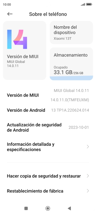 Pulsa Versión de MIUI. Si hay una versión de software nueva disponible, aparecerá ahora en la pantalla. Sigue las indicaciones de la pantalla para actualizar el software del teléfono.