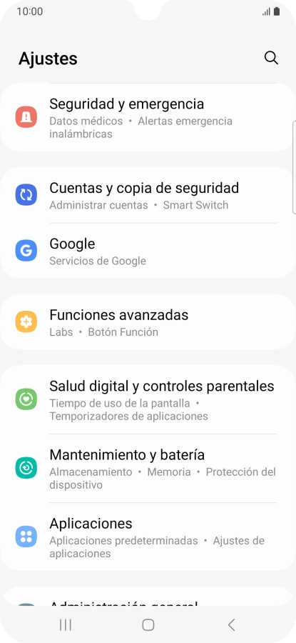 Pulsa Cuentas y copia de seguridad.