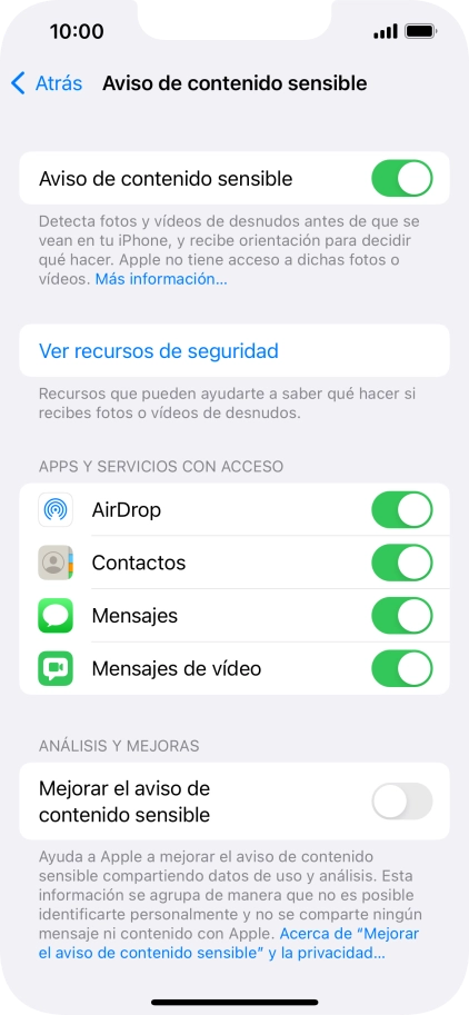 Pulsa el indicador junto a las aplicaciones deseadas para activar o desactivar la función.