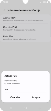 Introduce el código PIN2 y pulsa Aceptar.