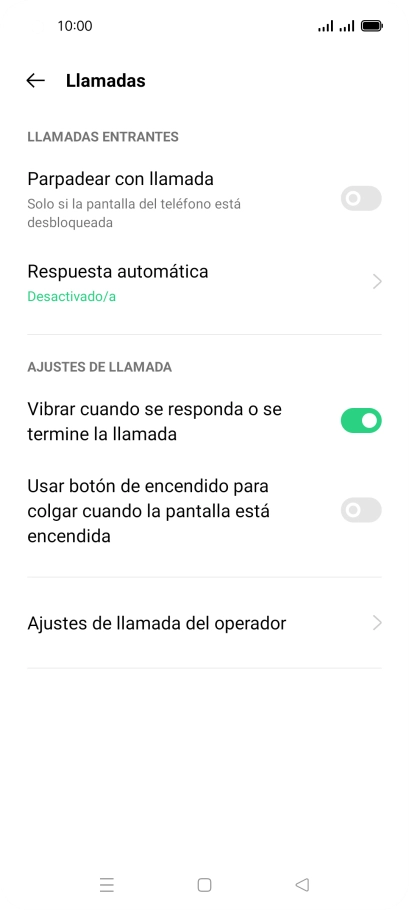 Pulsa Ajustes de llamada del operador.