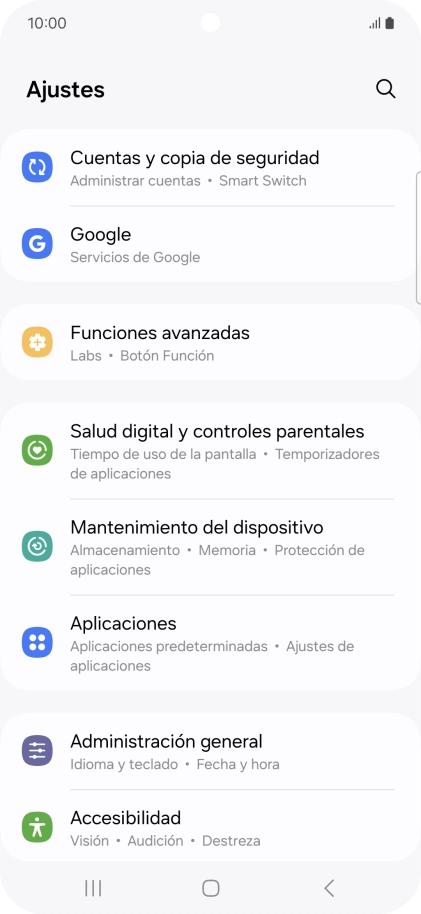 Pulsa Cuentas y copia de seguridad.