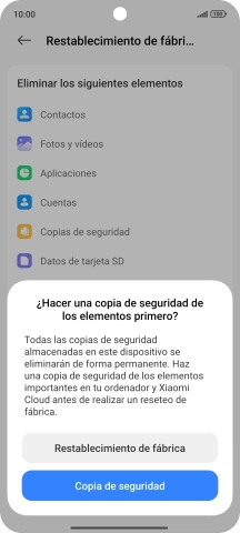 Pulsa Restablecimiento de fábrica.