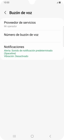 Pulsa Número de buzón de voz.