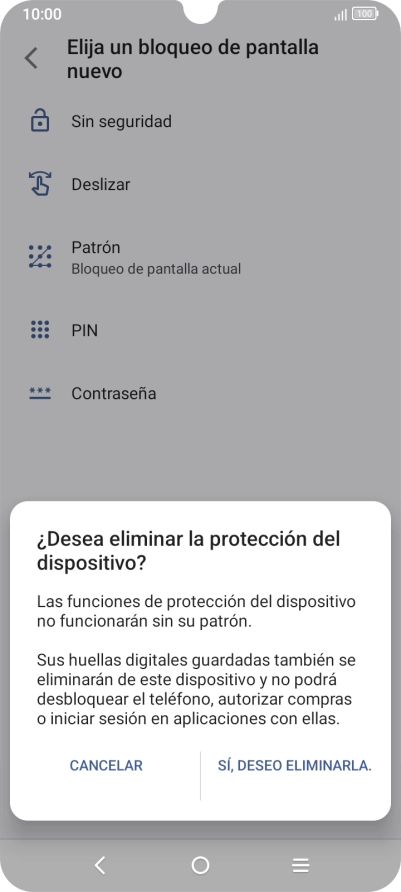 Pulsa SÍ, DESEO ELIMINARLA..