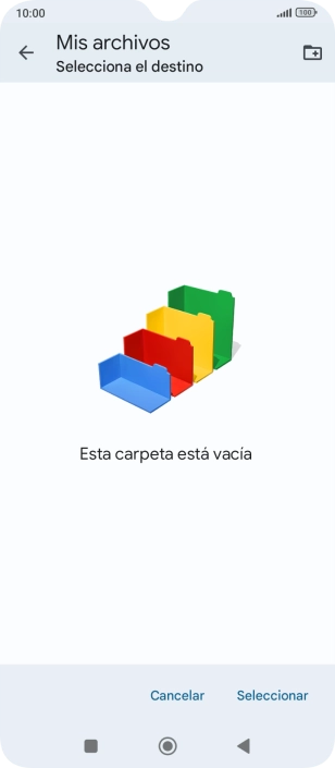 Si deseas crear una nueva carpeta, pulsa el icono de nueva carpeta y sigue las indicaciones de la pantalla para crearla.