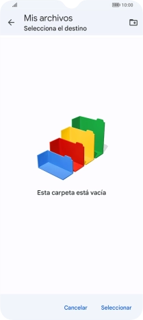 Si deseas crear una nueva carpeta, pulsa el icono de nueva carpeta y sigue las indicaciones de la pantalla para crearla.