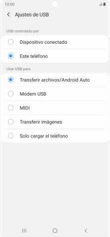 Pulsa Transferir archivos/Android Auto.