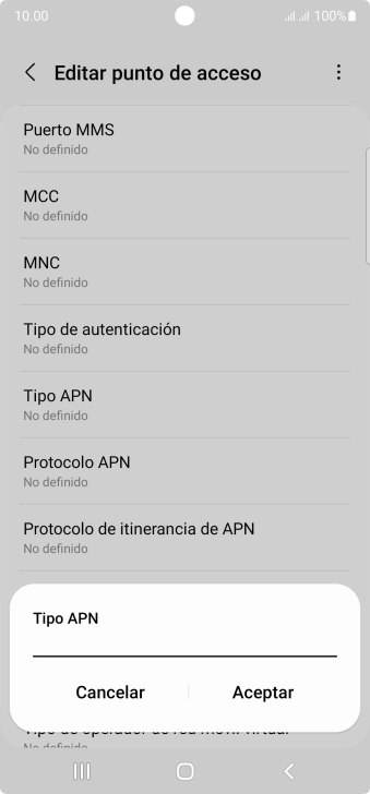 Introduce default y pulsa Aceptar.