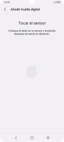 Sigue las indicaciones de la pantalla para crear una huella digital como código de seguridad.