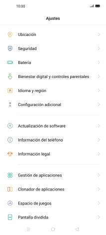 Pulsa Actualización de software. Si hay una versión de software nueva disponible, aparecerá ahora en la pantalla. Sigue las indicaciones de la pantalla para actualizar el software del teléfono.