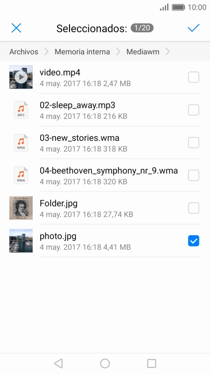 Pulsa el icono de aceptar.