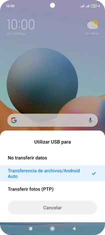 Pulsa Transferencia de archivos/Android Auto.