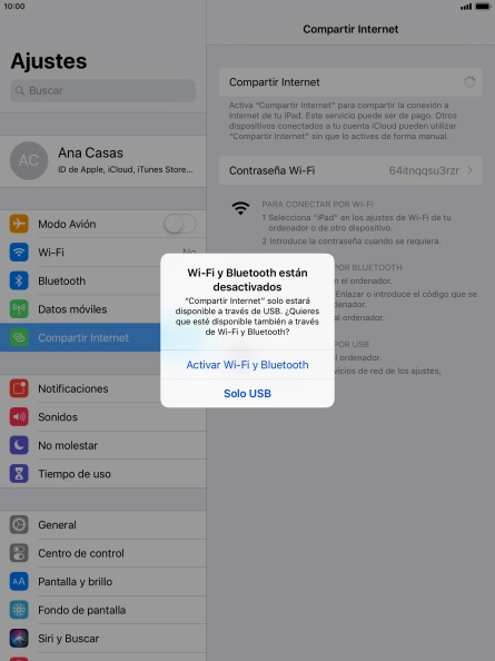 Si el wifi está desactivado, pulsa Activar Wi-Fi y Bluetooth.