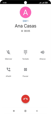Pulsa el icono de finalizar llamada.