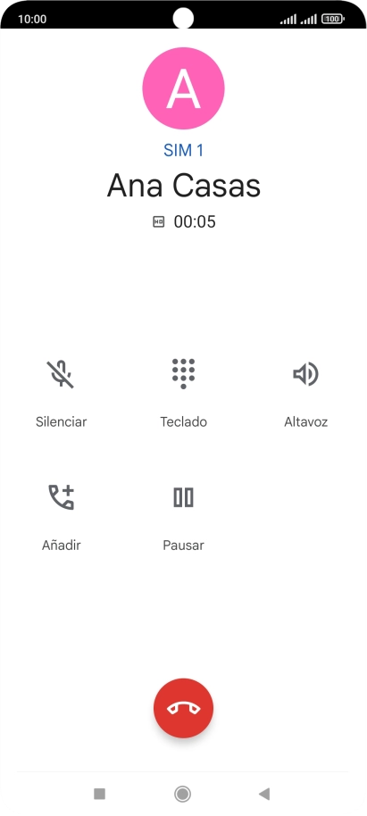 Pulsa el icono de finalizar llamada.