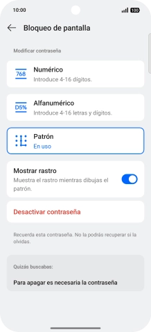Pulsa Desactivar contraseña.