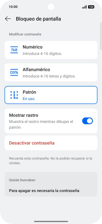 Pulsa Desactivar contraseña.