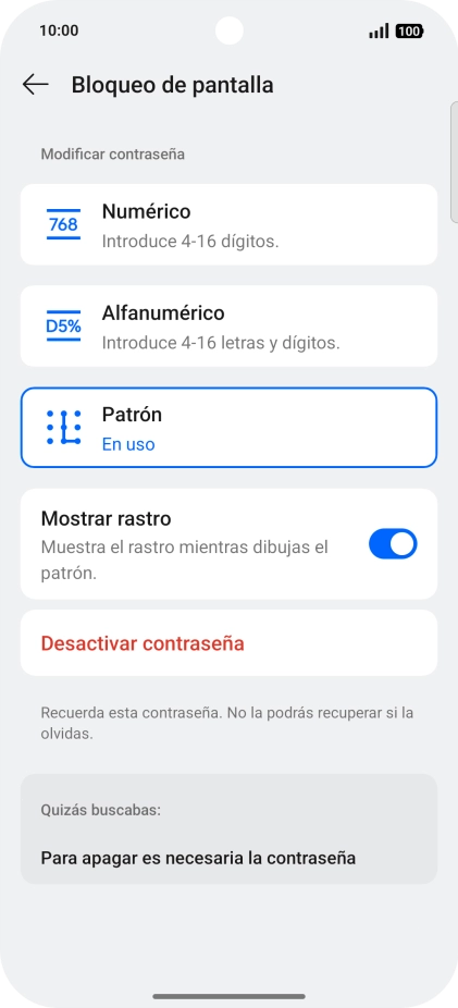 Pulsa Desactivar contraseña.