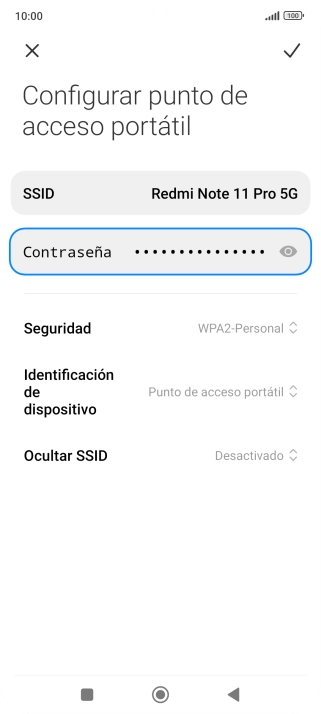 Pulsa SSID e introduce el nombre deseado de la conexión wifi