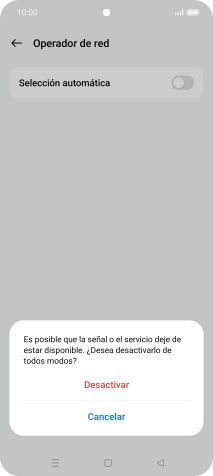 Pulsa Desactivar para desactivar la función y espera mientras el teléfono está buscando redes.