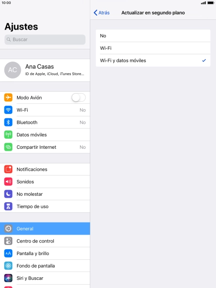 Para desactivar la actualización de apps en ejecución, pulsa No.