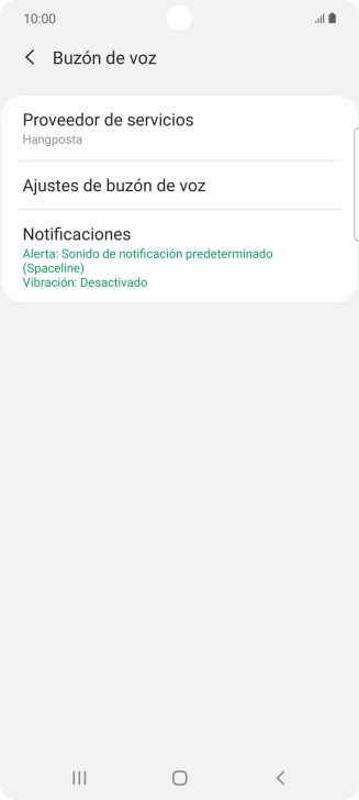 Pulsa Ajustes de buzón de voz.