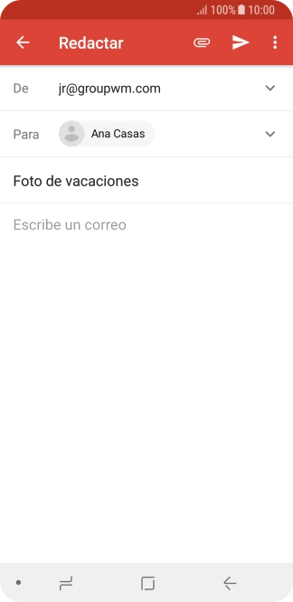 Pulsa en el campo de escritura  y escribe el texto del correo electrónico.