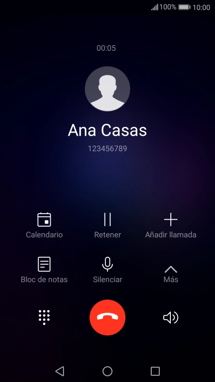 Pulsa el icono de finalizar llamada.