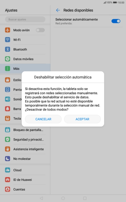 Pulsa ACEPTAR y espera mientras la tablet está buscando redes. Pulsa ACEPTAR y espera mientras la tablet está buscando redes.