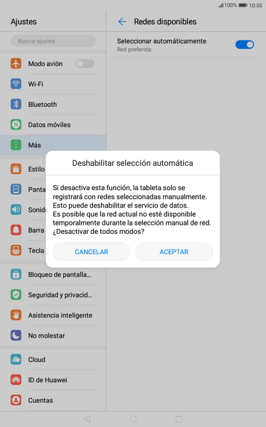 Pulsa ACEPTAR y espera mientras la tablet está buscando redes. Pulsa ACEPTAR y espera mientras la tablet está buscando redes.