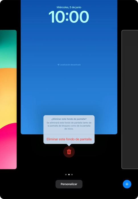 Pulsa Eliminar este fondo de pantalla.