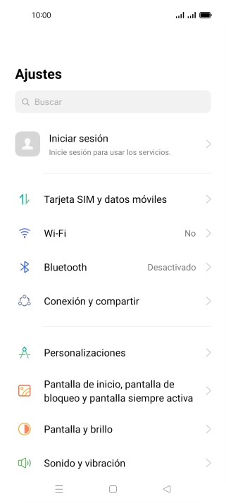 Pulsa Tarjeta SIM y datos móviles.