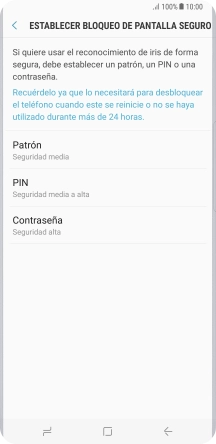 Pulsa la opción deseada y sigue las indicaciones de la pantalla para crear un código de seguridad del teléfono adicional.