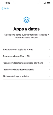 Pulsa No transferir apps y datos y sigue las indicaciones de la pantalla para finalizar la activación del teléfono.