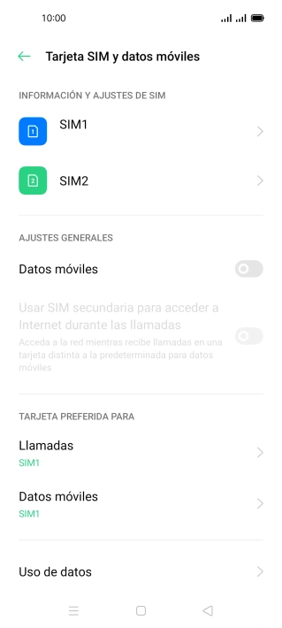 Pulsa la tarjeta SIM deseada.
