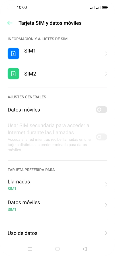 Pulsa la tarjeta SIM deseada.