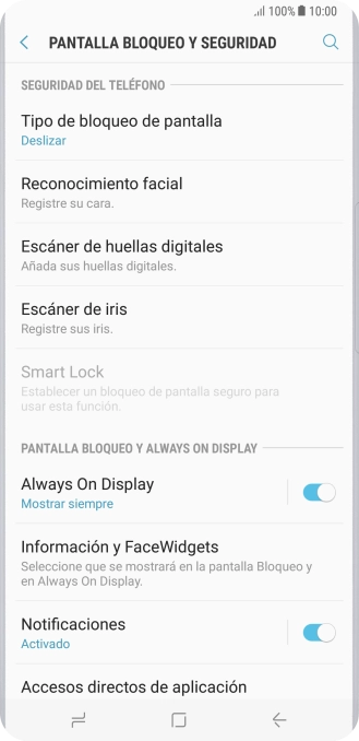 Pulsa Escáner de iris.