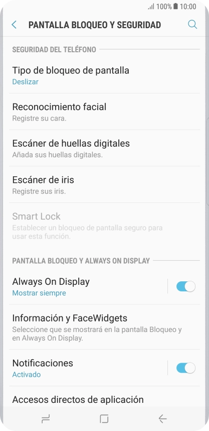 Pulsa Escáner de iris.
