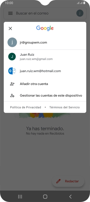 Pulsa la cuenta de correo electrónico deseada.