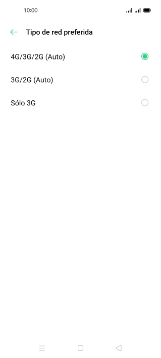 Pulsa el tipo de red deseado.